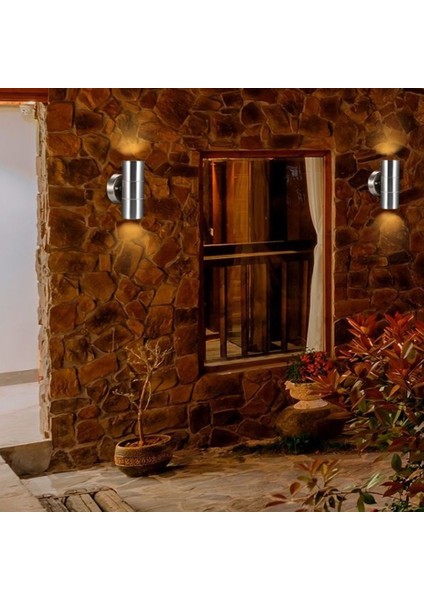 GU10 Duylu Saten Çift Yönlü Silindir Bahçe Aplik MX-2072