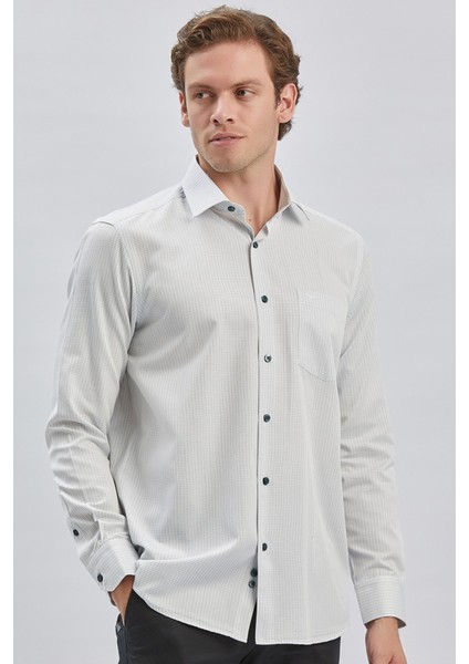 Koyu Yeşil Uzun Kollu Ekoseli Sert Yaka Cepli Pamuklu Klasik Comfort Fit Rahat Kesim Gömlek 1004240226 modelleri