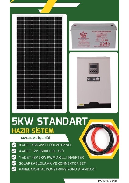 Bağevi Güneş Enerjisi 5kw Standart Solar Paket No: 18