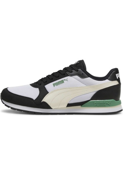 Erkek Puma White-Alpine Snow-Puma Black-Archive Green Puma St Runner V3 Mesh Beyaz-Siyah Erkek Günlük Spor Ayakkabı