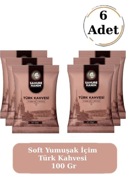 Premium Taze Öğütülmüş Bol Köpüklü Soft Yumuşak Içim Türk Kahvesi 100 gr (6 Adet)