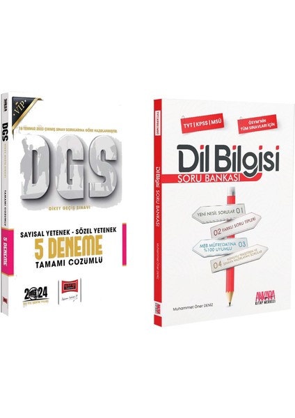 Yargı 2024 DGS 5 Deneme ve Akm Dil Bilgisi Soru Bankası Seti 2 Kitap