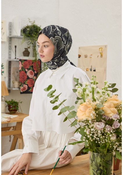 Arıa Desen Şal Siyah