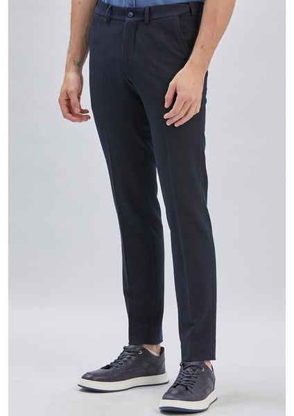 Koyu Lacivert Esnek Lastikli Yandan Cepli Casual Slim Fit Ayarlanabilir Kemer Pantolon 1003240162 modelleri
