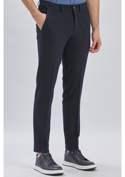 Koyu Lacivert Esnek Lastikli Yandan Cepli Casual Slim Fit Ayarlanabilir Kemer Pantolon 1003240162 fırsatları