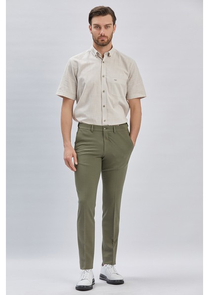 Koyu Haki Esnek Lastikli Yandan Cepli Casual Slim Fit Ayarlanabilir Kemer Pantolon 1003240162 fiyatları