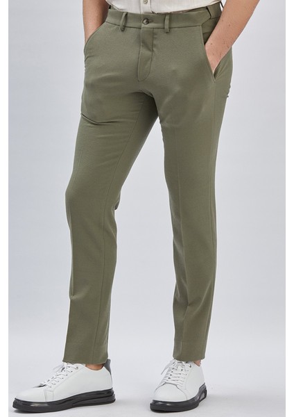 Koyu Haki Esnek Lastikli Yandan Cepli Casual Slim Fit Ayarlanabilir Kemer Pantolon 1003240162 fırsatları