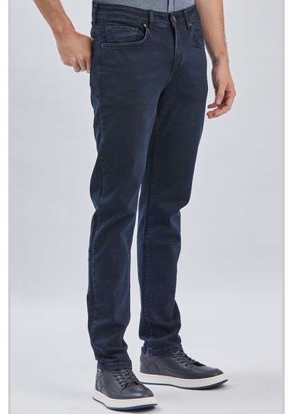 Koyu Lacivert Gabardin Pamuklu 5 Cepli Slim Fit Dar Kesim Casual Denim Pantolon 1023240158