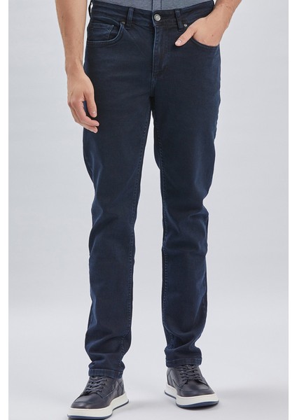 Koyu Lacivert Gabardin Pamuklu 5 Cepli Slim Fit Dar Kesim Casual Denim Pantolon 1023240158 modelleri