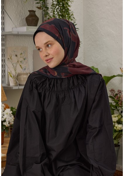 Dark Flower Desen Şal Bordo fiyatları