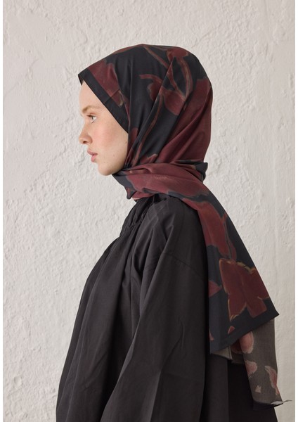 Dark Flower Desen Şal Bordo fırsatları