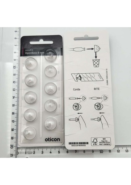 Oticon Minifit Open Bass 8 mm Dome, Oticon Işitme Cihazı Open Bass Dom/kubbe (1 Paket=10 Adet)