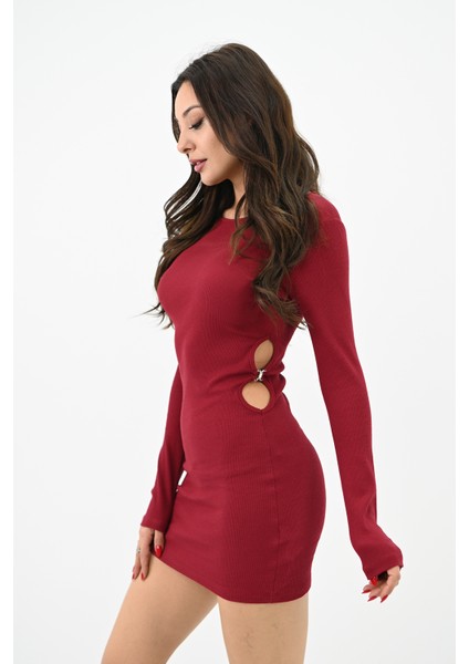 Kadın Pencere Detaylı Mini Elbise 5215-24