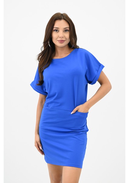 Kadın Kısa Kollu Cep Detaylı Elbise 5221-24