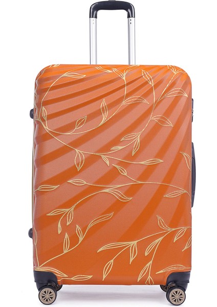 WX-300 Yaprak Baskılı Kiremit Büyük & Kabin 2'li Set Valiz