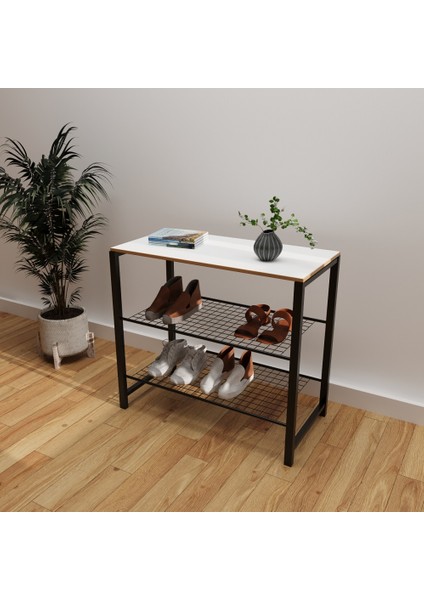 Geniş Metal Ayakkabılık Vestiyer 3 Katlı Ayakkabılık Beyaz 1361 modelleri