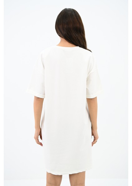 Kadın Baskılı Oversize T-Shirt Elbise 5218-24 fiyatları