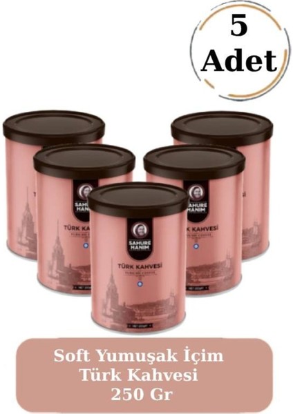 Premium Taze Öğütülmüş Bol Köpüklü Özel Silindir Kutu Soft Yumuşak Içim Türk Kahvesi 250 gr (5 Adet)
