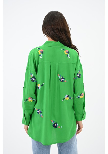 Kadın Nakış Işlemeli Oversize Gömlek 1735-24 modelleri