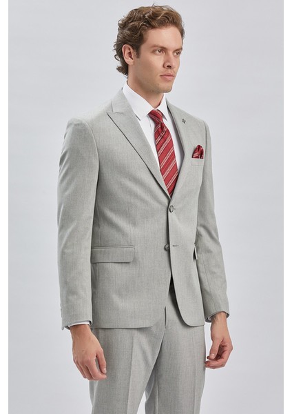 Gri Armürlü Kırlangıç Yaka Astarlı 6 Drop Slim Fit Dar Kesim Takım Elbise 1001240176 fırsatları