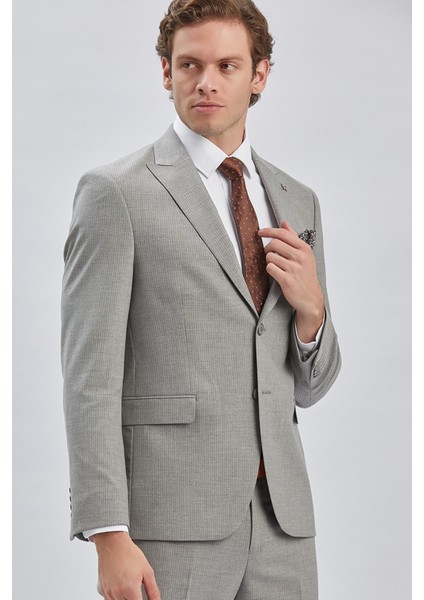 Gri Çizgili Kırlangıç Yaka Astarlı 6 Drop Slim Fit Dar Kesim Takım Elbise 1001240175 modelleri