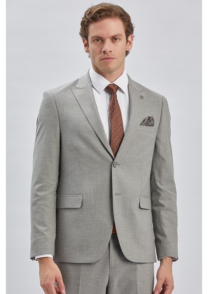 Gri Çizgili Kırlangıç Yaka Astarlı 6 Drop Slim Fit Dar Kesim Takım Elbise 1001240175 fırsatları