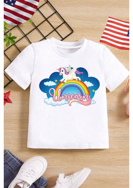 Only Trendwear  Çocuk Unicorn Baskılı Pamuklu Tshirt