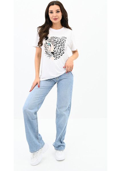 Kadın Leopar Baskılı T-Shirt 1731-24 fiyatları