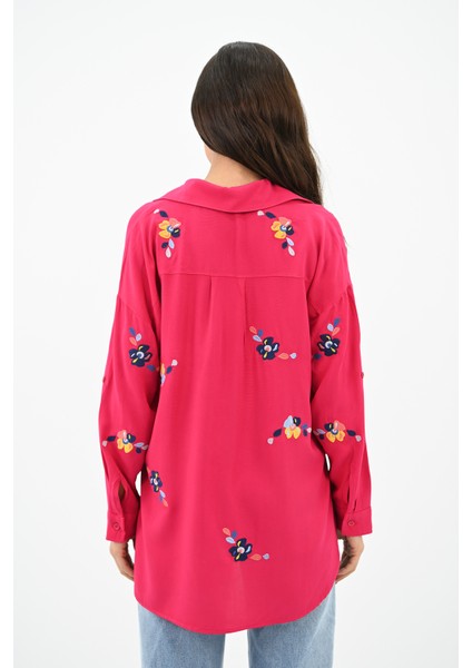 Kadın Nakış Işlemeli Oversize Gömlek 1735-24 modelleri