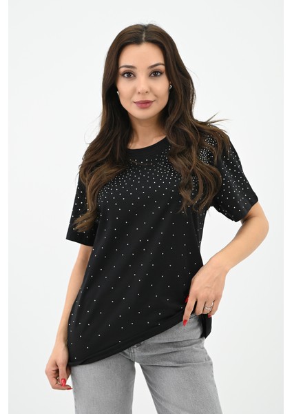 Kadın Taş Baskı Detaylı T-Shirt 1749-24 fiyatları