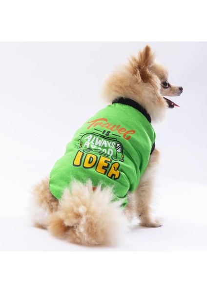 Yeşil Travel Kedi Köpek Tişörtü