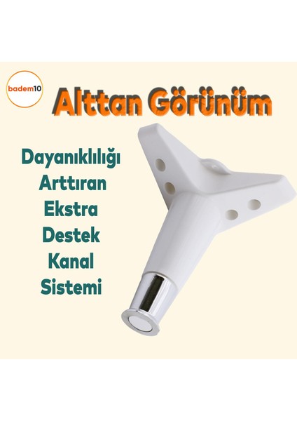 Elista Mobilya Ayağı Sehpa TV Ünitesi Ayakları Yükseltici 15 cm Beyaz Krom 4 ADET