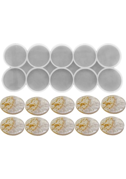 Epoksi Silikon Kalıp Çoklu Magnet Kalıbı Düz Yuvarlak Daire Seri Döküm Kalıbı 8 cm 10'lu
