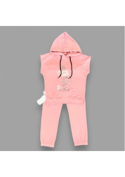 3-4-5 Yaş Kapşonlu Payetli Mickey Desenli Kısa Kol 2li Kız Erkek Çocuk Takımı fiyatları