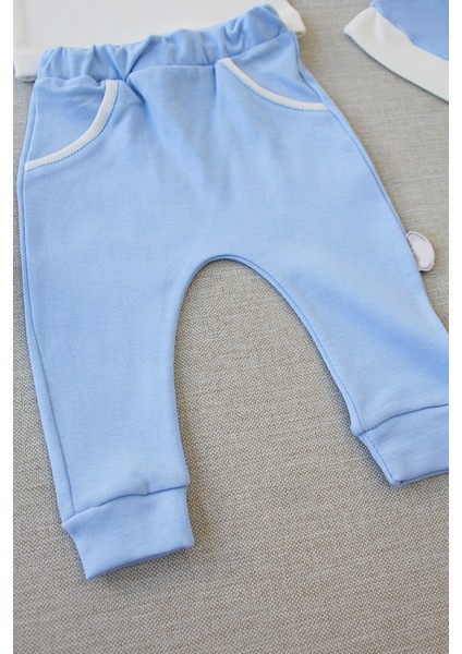 3-6 6-9 9-12 Ay Full Star Nakışlı Şapkalı Uzun Kollu Sweat 3lü Erkek Bebek Takımı modelleri