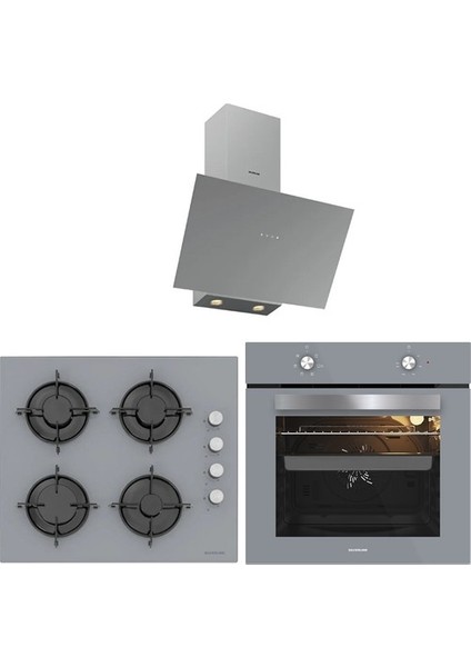 3481 Flam - CS5349S01 - BO65E1S01 Gri Cam Ankastre Set