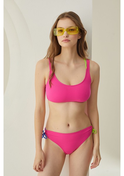 Fuşya Basic Halter Tek Alt Bikini