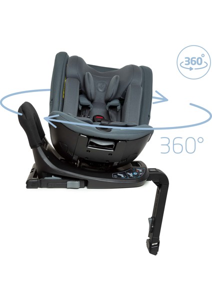 Spinel 360 Plus i-Size Dijital Göstergeli Dönebilen Yatabilen Isofix'li 0-36 kg Oto Koltuğu Authentic Graphite