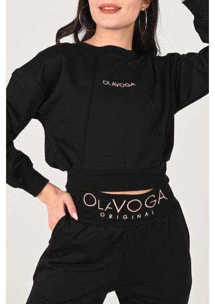 Kadın Yazı Nakış Baskılı Uzun Kollu Eşofman Takımı 3688-23 fiyatları