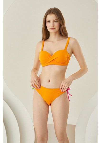 Turuncu Basic Halter Tek Alt Bikini