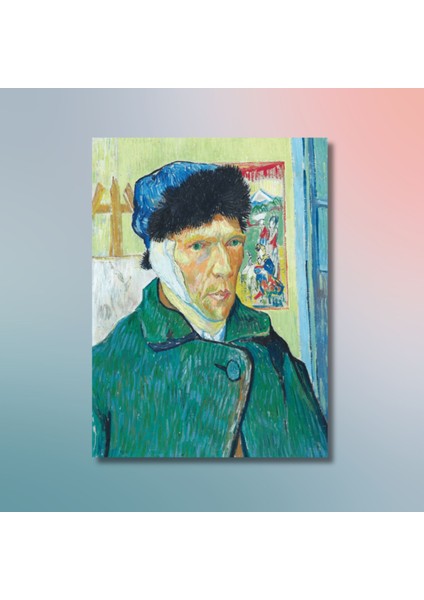 Tekli Dikey Kanvas Duvar Tablosu Vincent Van Gogh Bandajlı Bir Kulak ile Otoportre modelleri