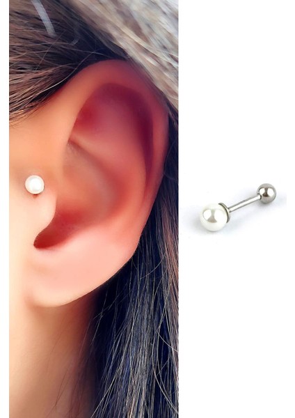 Incili 925 Ayar Gümüş Tragus Piercing