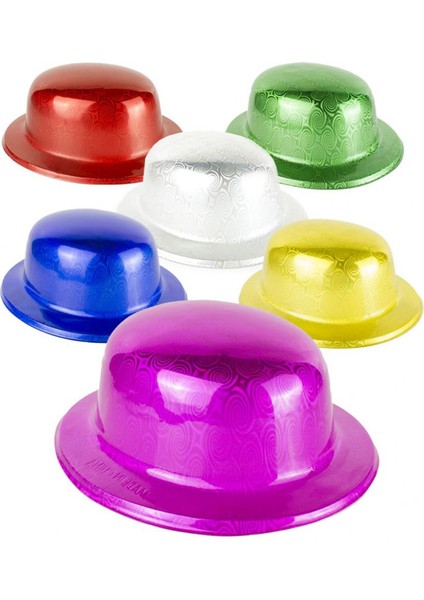 Mavi Renk Hologramlı Plastik Yuvarlak Melon 27x24 cm