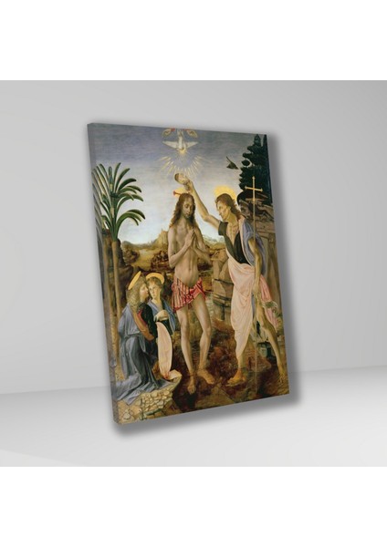 Tekli Dikey Kanvas Duvar Tablosu Leonardo Da Vinci Isa’nın Vaftizi fiyatları