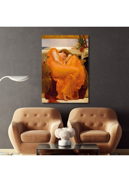 Tekli Dikey Kanvas Duvar Tablosu Frederic Leighton Ateşli Haziran