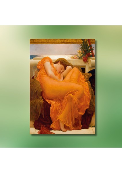 Tekli Dikey Kanvas Duvar Tablosu Frederic Leighton Ateşli Haziran modelleri