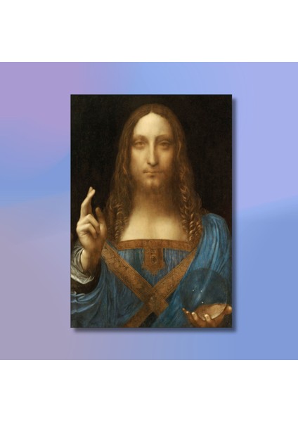 Tekli Dikey Kanvas Duvar Tablosu Leonardo Da Vinci Salvator Mundi modelleri