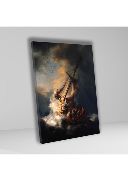 Tekli Dikey Kanvas Duvar Tablosu Rembrandt Celile Denizi'nde Fırtına