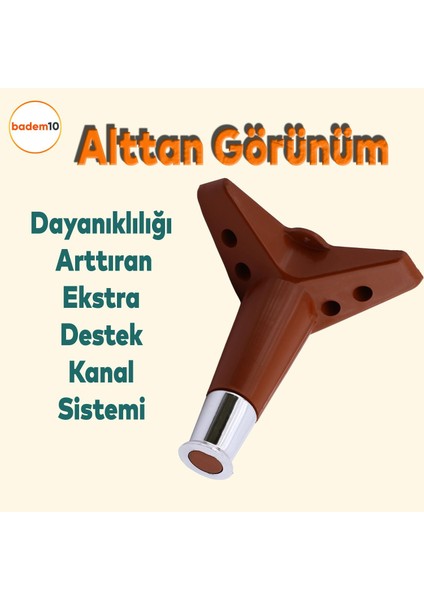 Elista Mobilya Ayağı Sehpa TV Ünitesi Ayakları Yükseltici 15 cm Ceviz Krom 8 ADET