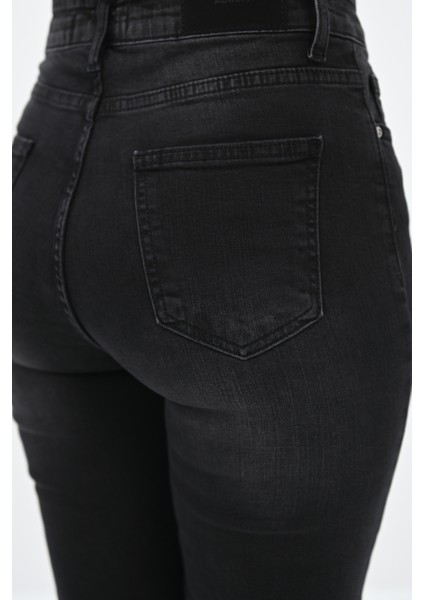 Kadın Yüksek Bel Füme Jean Pantolon 6189-23